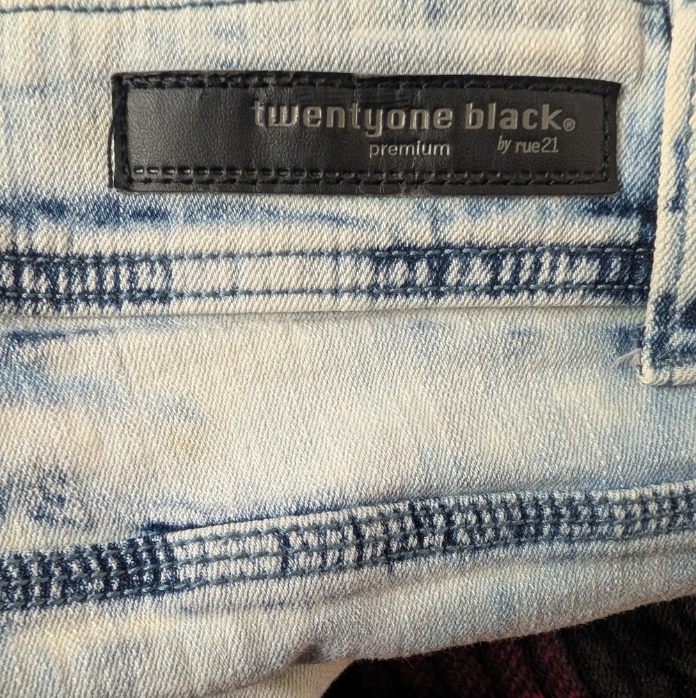 # 8 - twenty-one black Jeans Stylish Distressed Blue Jeans With Bling Buttons - Picture 2 of 10